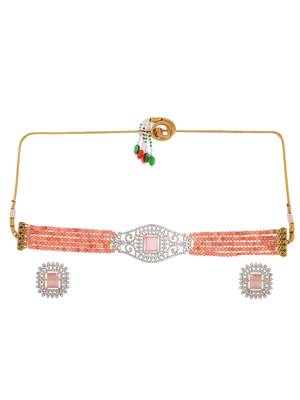 American diamond choker jewellery set with earrings 3