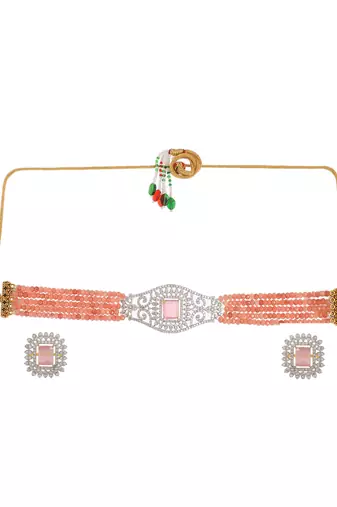 American diamond choker jewellery set with earrings