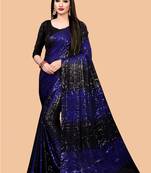 Clemira Blue Color Embellished Georgette Bollywood Saree With Blouse