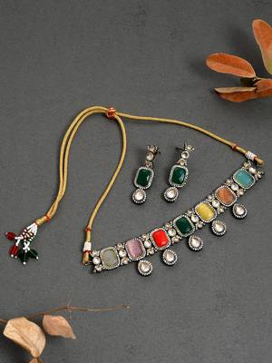 Multi color jadau kundan jewellery set 1