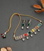 Multi color jadau kundan jewellery set