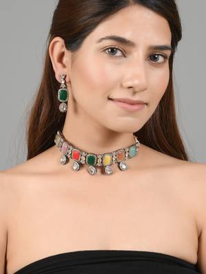 Multi color jadau kundan jewellery set 2