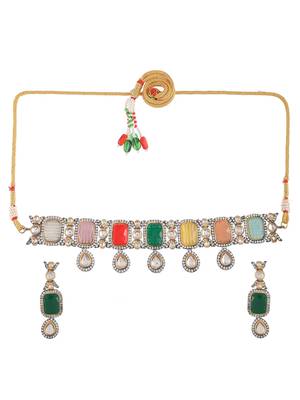 Multi color jadau kundan jewellery set 3