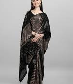 Clemira Gold Color Embellished Georgette Bollywood Saree With Blouse