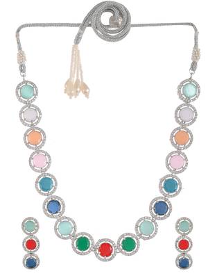 Multi color silver plated jewellery set 3