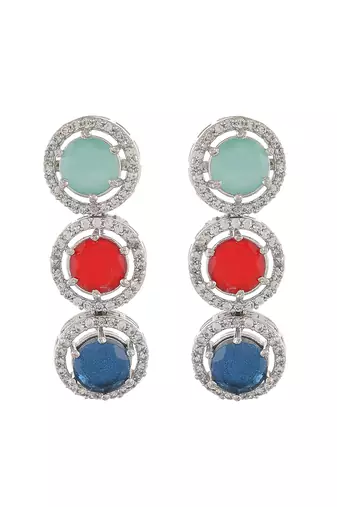 Multi color silver plated jewellery set