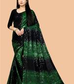 Clemira Green Color Embellished Georgette Bollywood Saree With Blouse