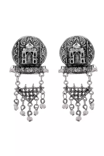 Oxidised silver hasli jewelelry set with long earrings