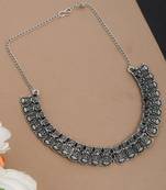 Oxidised silver temple boho necklace