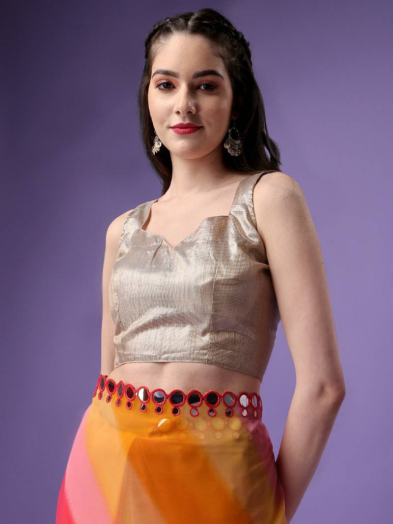 Clemira Multicolor Color Embellished Georgette Bollywood Saree With Blouse