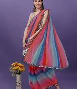 Clemira Multicolor Color Embellished Georgette Bollywood Saree With Blouse