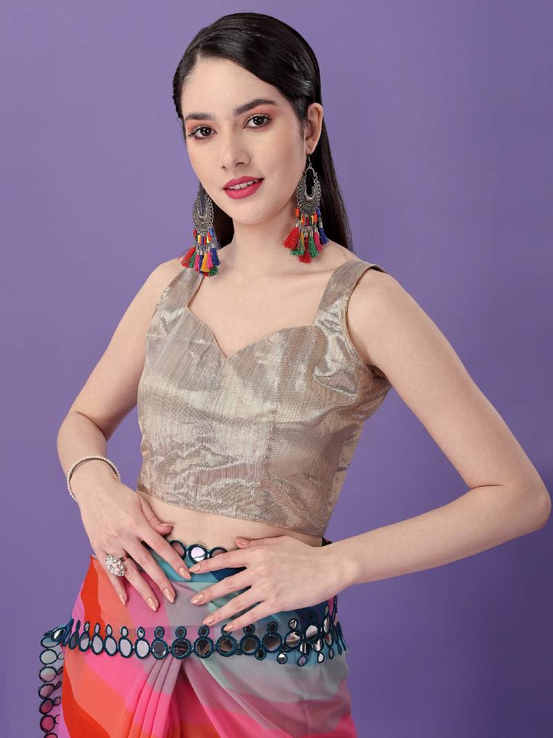 Clemira Multicolor Color Embellished Georgette Bollywood Saree With Blouse