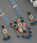 Multicolor designer layered long bridal jewellery set