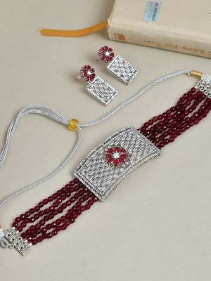 Chequered rose ad choker jewellery set 1