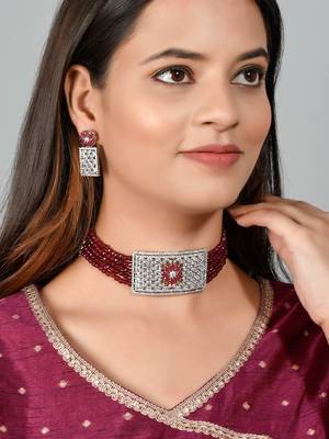 Chequered rose ad choker jewellery set 2
