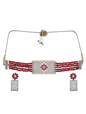 Chequered rose ad choker jewellery set 3