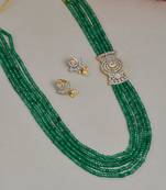 Semi precious layered jewellery set with american diamond bow side