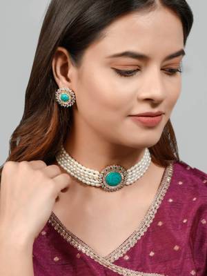 Pearl choker ad turquoise necklace 2