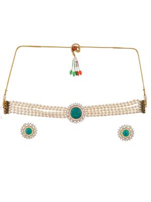 Pearl choker ad turquoise necklace 3