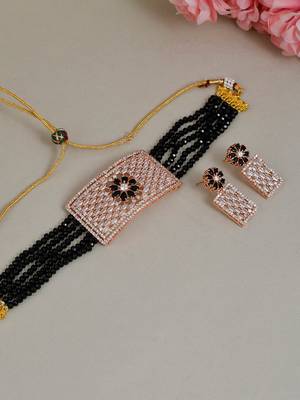 Black onyx ad baguettes choker necklace 1