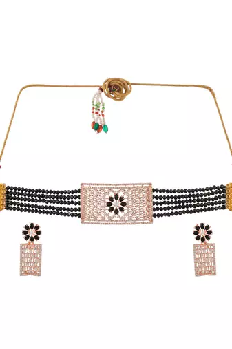 Black onyx ad baguettes choker necklace