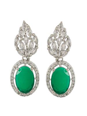 American diamond leaf with green onyx jewellery set 4