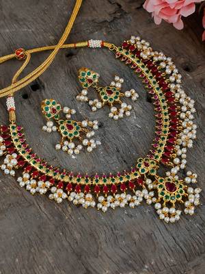 Ethnic temple jewellery set with pearl 1