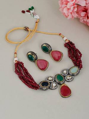Jadau kundan designer choker jewellery set 1