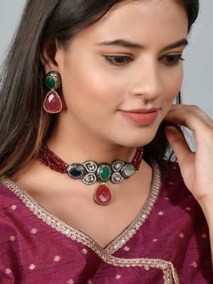 Jadau kundan designer choker jewellery set 2