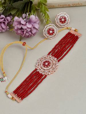 American diamond chakra choker necklace with earrings 1