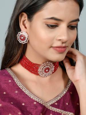 American diamond chakra choker necklace with earrings 2