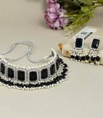 Bridal black ad pearl choker jewellery set
