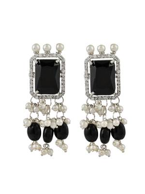 Bridal black ad pearl choker jewellery set 4
