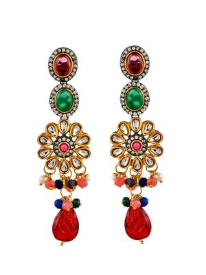 Multicolor layered kundan jadau long jewellery set 4