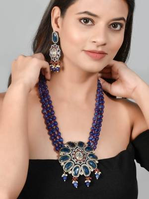 Statement long kundan jewellery set with danglers 2