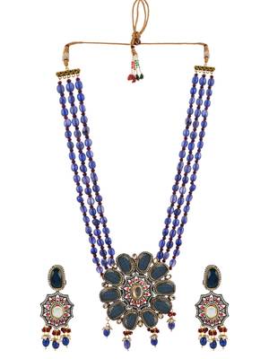Statement long kundan jewellery set with danglers 3
