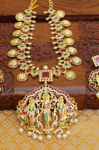Designer ram pariwar cz necklace set