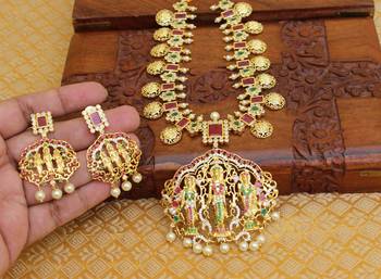 Designer ram pariwar cz necklace set 2