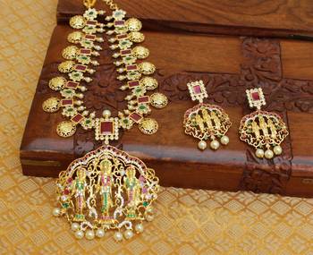 Designer ram pariwar cz necklace set 4