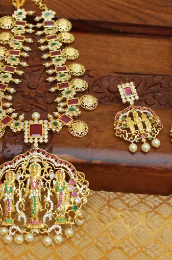 Designer ram pariwar cz necklace set