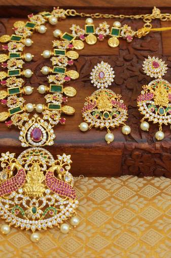 Designer lakshmi cz necklace set