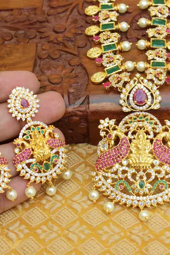 Designer lakshmi cz necklace set