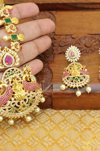 Designer lakshmi cz necklace set