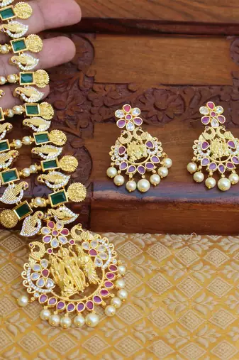 Designer ram pariwar  cz necklace set