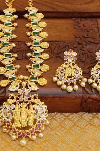 Designer ram pariwar  cz necklace set