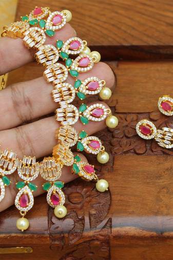 Designer cz  necklace set