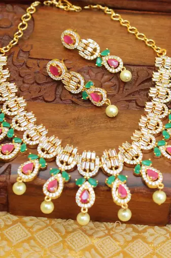 Designer cz  necklace set