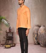 fawn cotton short kurta for mens