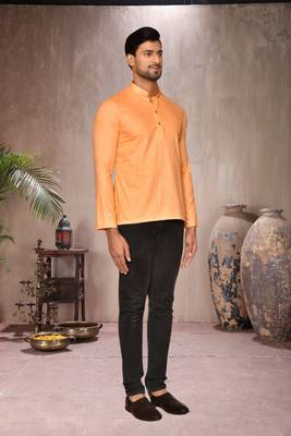 fawn cotton short kurta for mens 2
