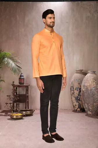 fawn cotton short kurta for mens